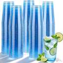 200 Pack Blue Plastic Cups, 12 oz Clear Plastic Disposable Cups, Big Size Fancy Party Cups for Party, Wedding, Reception