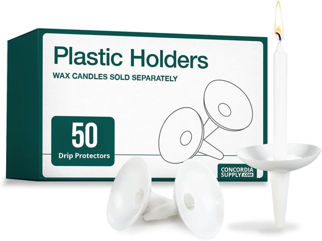Concordia Supply Candlelight Service Reusable Plastic Candle Holders for Candlesticks - 50 Pcs. Protector for Church Vigils, Memorial, Congregational, & Christmas Eve Candles