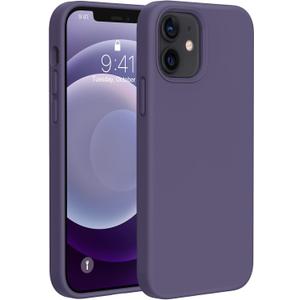Miracase Compatible with iPhone 12 Case and iPhone 12 Pro Case, Liquid Silicone Gel Rubber Full Body Protection Shockproof Drop Protection Phone Case for iPhone 12/12 Pro 6.1 inch, Dark Purple