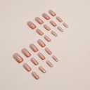 2 x Press on Nails Square - Orange French Tip Fake Nails with Chrome Design - Glossy Full Cover Stick on False Nails - for Women 24 Pcs