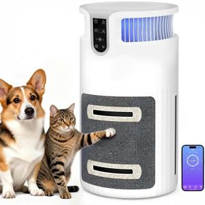 RPZ Smart Air Purifier for Pets with Cat Scratcher Fabric,Large Room HEPA Air Cleaner,Washable Filter, Removes Pet Hair, Auto & Sleep Mode,3 Fan Speeds,Timer,WiFi ControlFor Cat & Dog Homes