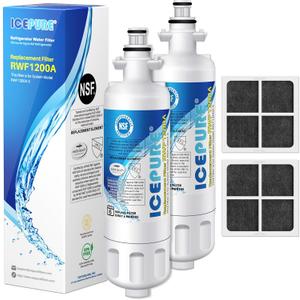 ICEPURE 46-9690 Replacement for LG LT700P ADQ36006101, Kenmore Elite 46 9690, LFXC24726S, 469690, ADQ36006102 LMXS27626S LFXS30766S Refrigerator Water Filter and LT120F Fresh Air Filter, 2Combo