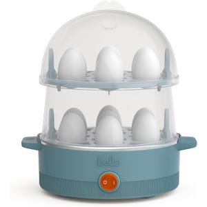 bella Electric Egg Cooker, 14 Eggs Capacity Tray, Double Stack, for Poached, Scrambled, Hard, Medium & Soft Boiled Eggs, Omelets and Steamed Dumplings, Auto Shutoff, 360 Watt, Oatmilk (Surf)