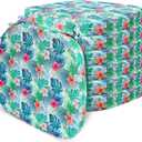 Set of 12 Tropical Flower Outdoor Chair Cushions 17" x 16" x 2" Waterproof Patio Chair Cushions Replacement Indoor Outdoor Seat Cushions with Removable Cover Ties for Garden Patio Furniture