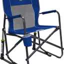 GCI Outdoor Freestyle Rocker Camping Chair | Portable Folding Rocking Chair with Solid, Durable Armrests, Drink Holder & Comfortable Backrest Royal Blue