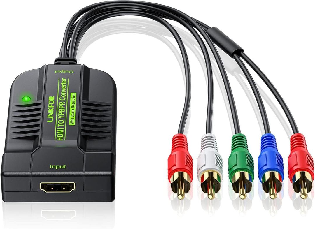 LiNKFOR 1080P HDMI to Component Converter HDMI to YPbPr Converter HDMI to Video Adapter HDMI to 5RCA RGB YPbPr Converter for HDTV box Apple TV PC PS3 Roku Blu-Ray DVD