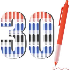 2 x Pens Bulk, 30 Pcs Retractable Ballpoint Pens Medium Point (1.0mm) Rollerball Pens for Smooth Writing Women Men Gifts, (10Black&10Blue&10Red Ink) for Journaling School and Office Supplies Use