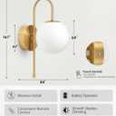Battery Operated Gooseneck Wall Sconces Set of 2, Glass Globe Wireless Lights with Remote & Touch, Rechargeable Brushed Gold Sconce, 3 Color Dimmable Ambient Lighting for Bedroom Living Room