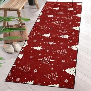 White Christmas Trees on Red Kitchen Mats for Floor, Rubber Backed Kitchen Rugs Non Slip Washable, 48"x17" Super Absorbent Kitchen Runner Rug, Kitchen Floor Mat Front of Sink
