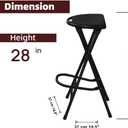 LISHAN 28 Inch Folding Bar Stool for Adults - Black Collapsible Counter Height Stool with Handle, 200 Lbs Capacity, Foldable for Camping & Kitchen, 1 Pack