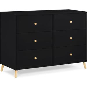 Delta Children Essex 6 Drawer Dresser, Black/Natural