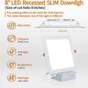 Square 8 Inch LED Recessed Light,18W 6000k Daylight,No Dimmable,4Pack Ultra Thin LED Recessed Lighting with J-Box. 8" Recessed Ceiling Wafer Canless Fixtures .Slim Can-Killer Lights,CRl90+