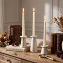 LemonRoad Set of 3 Terracotta Taper Candle Holders 2" 3.75" 5" Height Decorative Taper Candleholder Vintage Beige Rustic Clay Candlestick Holders for Wedding Table Centerpiece Home Decoration