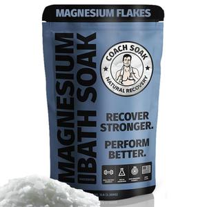 Coach Soak: Recovery Bath Soak - Fast-Absorbing Magnesium Flakes - Bath Salts with 21 Minerals & Essential Oils - Made in The USA with Dead Sea Salt, 3lbs (Unscented) (48 Ounce (Pack of 1))