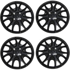 TuningPros WSC3-533B17 4pcs Set Snap-On Type (Pop-On) 17-Inches Matte Black Hubcaps Wheel Cover
