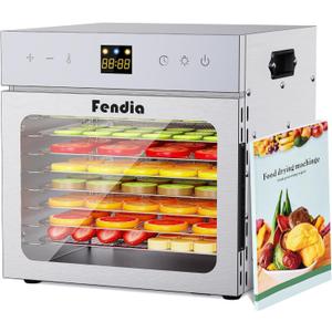 Dehydrators for Jerky, 8 Stainless Steel Trays, 600W Fruit Dehydrator, 24H Timer and 190F Temperature Control, Overheat Protection, Food Dryer for Jerky, Herbs, Fruit, Dog Treats