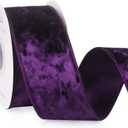 Ribbli Purple Velvet Wired Ribbon 2.5 Inch Crushed Velvet Christmas Ribbon for Gift Wrapping Christmas Tree Decoration Crafts Wreaths Supplies-Continuous 10 Yards