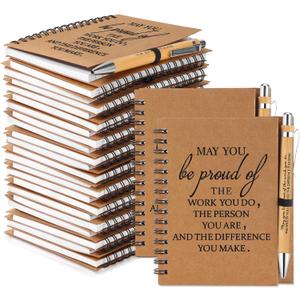 Honoson 50 Sets Valentines Employee Gifts Appreciation Notebooks with Ballpoint Pens Mini Spiral Inspiration Journal Bulk Thank You Gifts for Valentines Day Employee Coworker Teacher