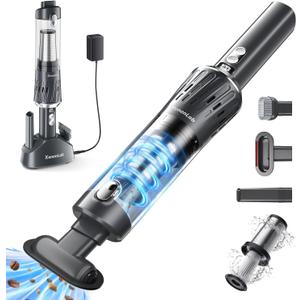 Handheld Vacuum Cordless 25000Pa Car Vacuum 3-in-1 Handheld Vacuum, Includes Smart Display and Charging Base Hand Vac Cordless Rechargeable One-Touch Empty for Home/Pet/Car(Silver)