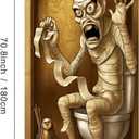 2 x Halloween Welcome Door Cover 71x35 Inch Front Porch Door Banners Decoration for Indoor Decor Fall Party Bathroom Mummy Theme