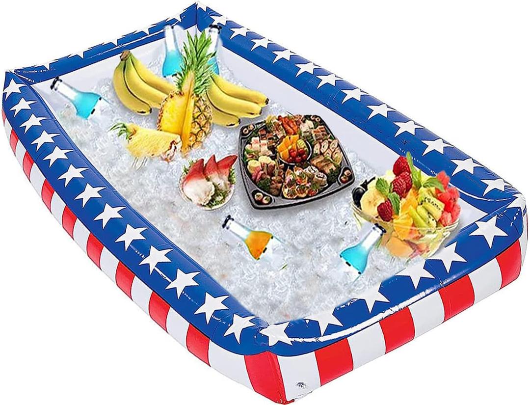 Patriotic Inflatable Serving Bar Ice Buffet Cooler Salad Serving Trays - 4th of July Party Supplies, Independence Day Fourth of July Party BBQ Cooler Indoor Outdoor Picnic Pool Party by 4E's Novelty