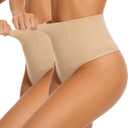 AliyaFeng Thong Shapewear for Women Tummy Control Butt Lifter Thongs Underwear Seamless Body Shaper Panty, XL, 2 Packs