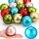 Zubebe Christmas Large Blank White Ball Ornaments, 3.15 Inch DIY Christmas Balls White Hanging Ornaments DIY Craft Activities for Tree Gift Box(Colorful,24 Pcs)