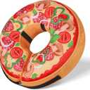 Grand Line Pizza Inflatable Collar for Dog and Cat, Soft Protective Recovery Cone After Surgery, Blow up Pet Donut Collar Cone, E-Collar Alternative Does not Block Vision (Cartoon, Medium)