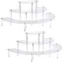 2PACKS Acrylic Display Risers, 3 Tier Clear Cupcake Stand Risers, Perfume Stand Organizer, Half Moon Dessert Stand, HENABLE Shelf Risers for Display Stands for Food, Amiibo Funko POP Figure (2half