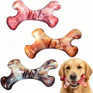 Tough Dog Chew Toys for Aggressive Chewers, 3 Pack Bone Dog Toy,Almost Indestructible Nylon Dog Toys for Medium Large Breed,Bacon Flavor