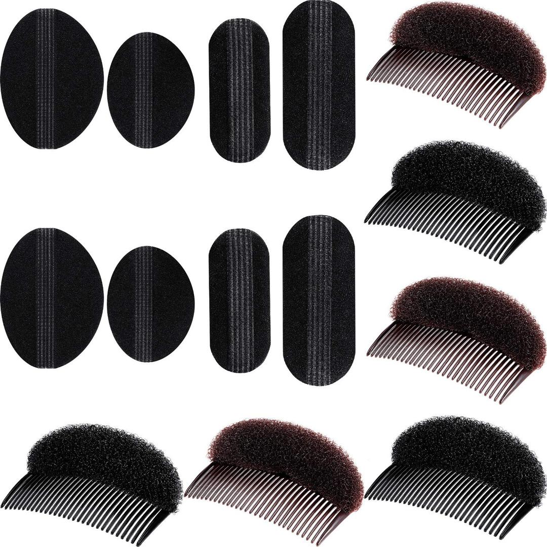 WILLBOND 14 Pcs Hair Bump Sponge Volume Hair Bases Set Bump it Accessory for Volume Insert Styling Tools up Combs Clips Sponge Bun Updo Accessories for Women DIY Hairstyles