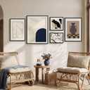 Large Framed Black and White Abstract Wall Art for Living Room, 5 Piece Set, 16x24 in/24x32 in/16x16 in/12x16 in/20x28 in