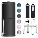 Purewell 3-Stage 0.01m Ultra-Filtration Gravity Water Filter System, 304 Stainless Steel Countertop System with 2 Filters, Metal Water Level Spigot and Stand, Reduce 99% Chlorine, 2.25G, PW-OB-K