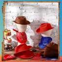 Haysandy 24 Pcs Western Cowboy Party Hats with Bandanas,Red,Brown | Kids Costume Supplies, Western Theme Decorations, Felt Hats with Paisley Bandanas, Dress up Accessories for Costume Party, 13 x 11.8 x 3 inches, One Size