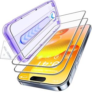 Opxyl Unbreakable 9H+ Glass for iPhone 15 Pro Max Screen Protector [Military Grade Shatterproof][Full Coverage Protection] HD Screen Protector 15 Pro Max Longest Durable Tempered Glass, 2 Packs