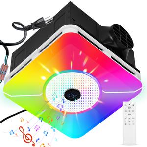 Bluetooth Bathroom Exhaust Fan with Light,Bluetooth Speaker Exhaust Fan
