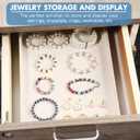 Quelay 6 Pcs Velvet Stackable Jewelry Tray Showcase Display, Jewelry Organizer Tray Bracelet Ring Earring Necklace Organizer Empty Plate for Drawers Countertop (Beige)