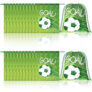 Xuhal 24 Pcs Soccer Drawstring Bags Soccer Party Favors Snack Goodie Gift Bags Sport Ball Drawstring Backpack for Team Ball Birthday Party Decoration Baby Shower Supplies(Green, White)