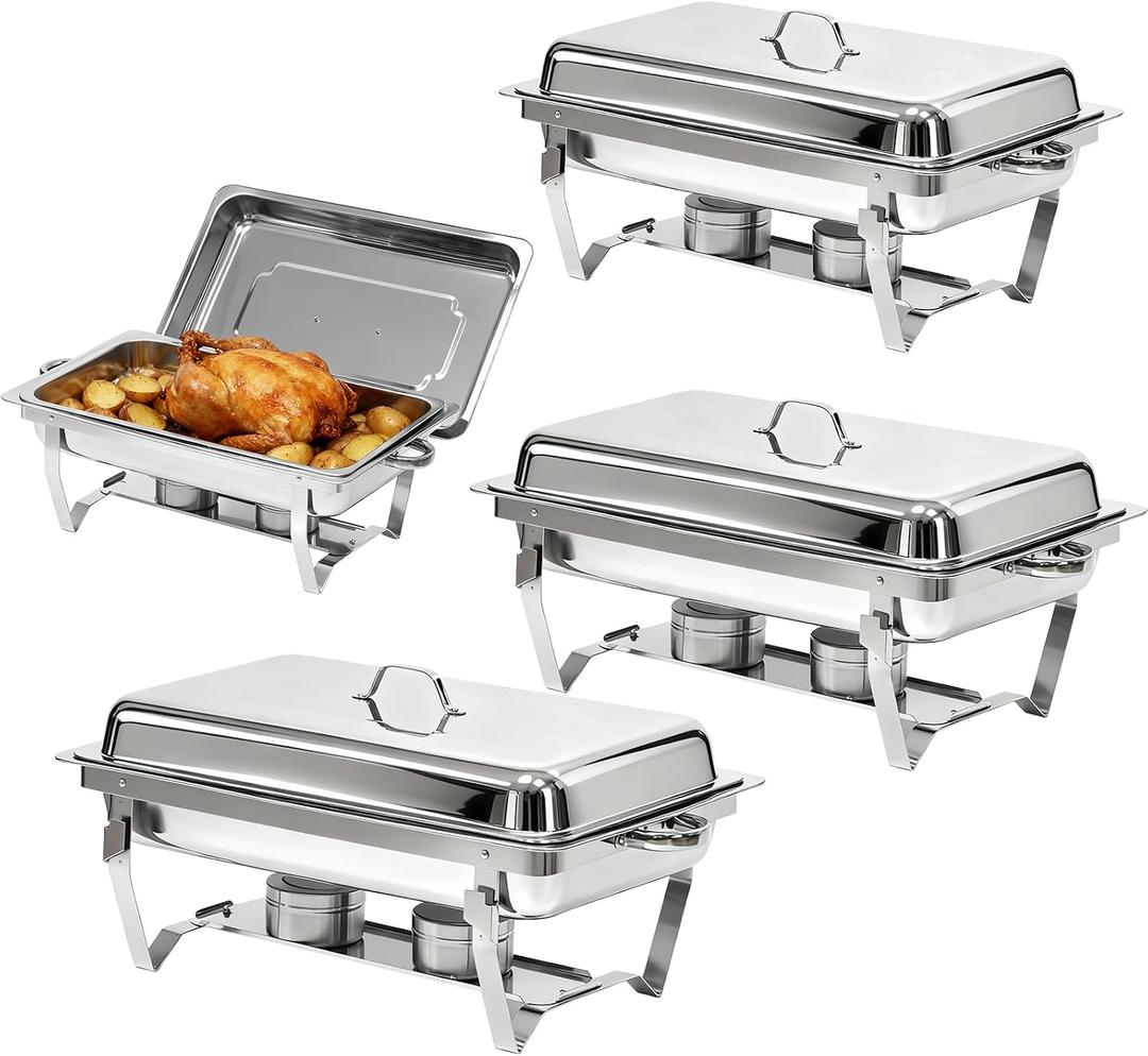 Chafing Dishes for Buffet with Full-Size Pans, 9QT Chafing Dish Sets, 304 Stainless Steel Buffet Servers and Warmers,Food Warmers for Parties & Dinners, Warming Trays for Buffets Party