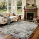 DMOYEST Area Rug Living Room Rugs - 6x9 Washable Large Soft Indoor Neutral Modern Abstract Low Pile Rug Carpet for Bedroom Dining Room Farmhouse Home Office - Brown Rust