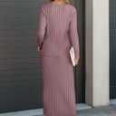 ANRABESS Women's 2 Piece Outfits Sweater Skirt Sets Casual Long Sleeve V Neck Ribbed Knit Tops Midi Dress 2025 Fall Fashion Light Purple Small (S)