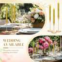 FillTouch 60 Pcs Gold Candlestick Holders with LED Flameless Candles Bulk Includes 30 Metal Candle Holders and 30 Battery Operated Candles for Wedding Table Centerpieces Home Decor(Gold)
