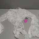 Avidlove Womens Crop Cardigan Lace Shrug Bell Sleeve Tie Front Top Y2K Sexy Sheer Bolero Going Out Outfits S-XXL (Large, White)