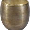 Serene Spaces Living Brass-Toned Aluminum Cachepot Planters, Handcrafted in India, Elegant Wedding, Home & Office Decor, Vintage Planter for Indoor Plants, Flowers, Table Centerpieces, Medium, Single