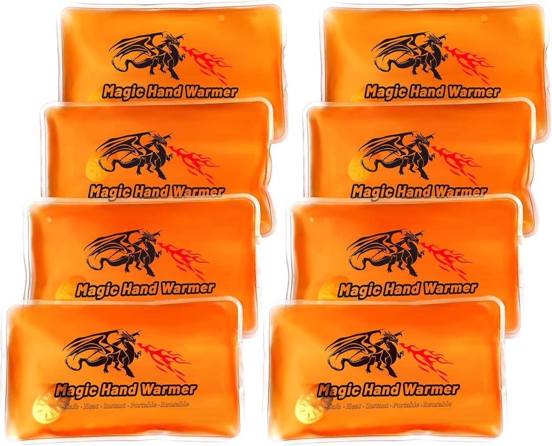 8 Pack Magic Hand Warmers, Reusable Snap Heat Packs, Reusable Pocket Hand Warmers, Portable handwarmers Used for Outdoor, Indoor, Working, Studying, Camping, Warm Gifts for Adults or Kids (Black 02)