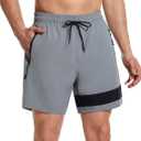 SILKWORLD Mens Swim Trunks with Compression Liner Quick Dry 6 in Bathing Suit Summer Swim Shorts with Zipper Pockets (S)
