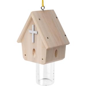 Carpenter Bee Trap for Outside - Church Style Nature Hanging Wood Carpenter Bee Traps Outdoor - Insect Traps with Removable Vault(1 Pack)