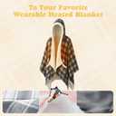 Wearable Heated Blanket - Warm Up Electric Blanket Hoodie with 6 Heat Levels, Snuggies for women, gifts for her, 50"x60", Black White Plaid