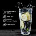 Unbreakable Plastic Tumbler Cups, Set of 6, Large Water Tumbler Set, 25 oz Highball Drinking Glasses (Clear)