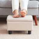 Small Foot Stool Under Desk Foot Stools Ottoman Footstool Foot Stools Small Footstools Foot Stool for Living Room Foot Rest 15" W x 12" D x 9.5" H Linen Beige